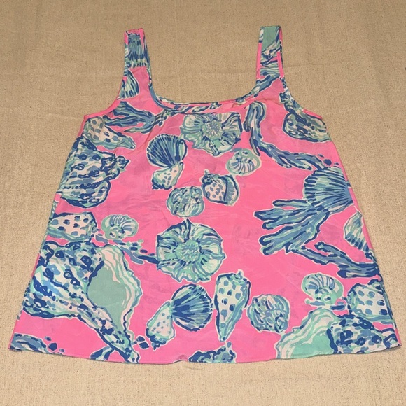 Lilly Pulitzer Pink and Blue Shell Print Tank - Picture 4 of 5